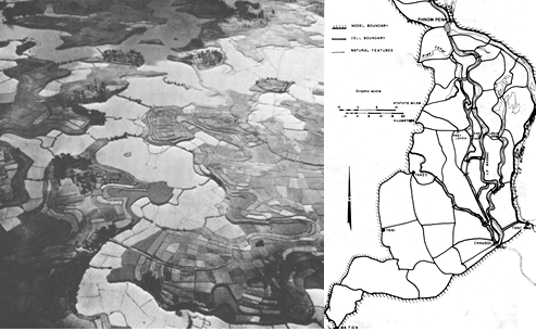  Área de inundação do Rio Mekong e sua representação em Celulas.